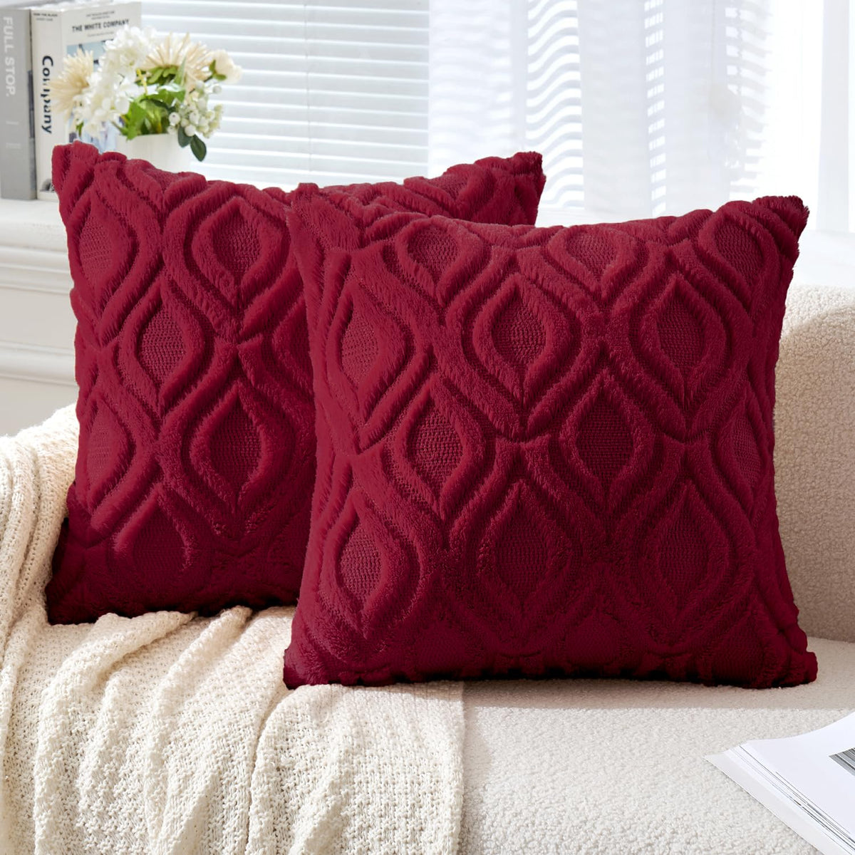 MIULEE Fall Mustard Yellow Soft Plush Faux Wool Throw Pillow Covers 18x18