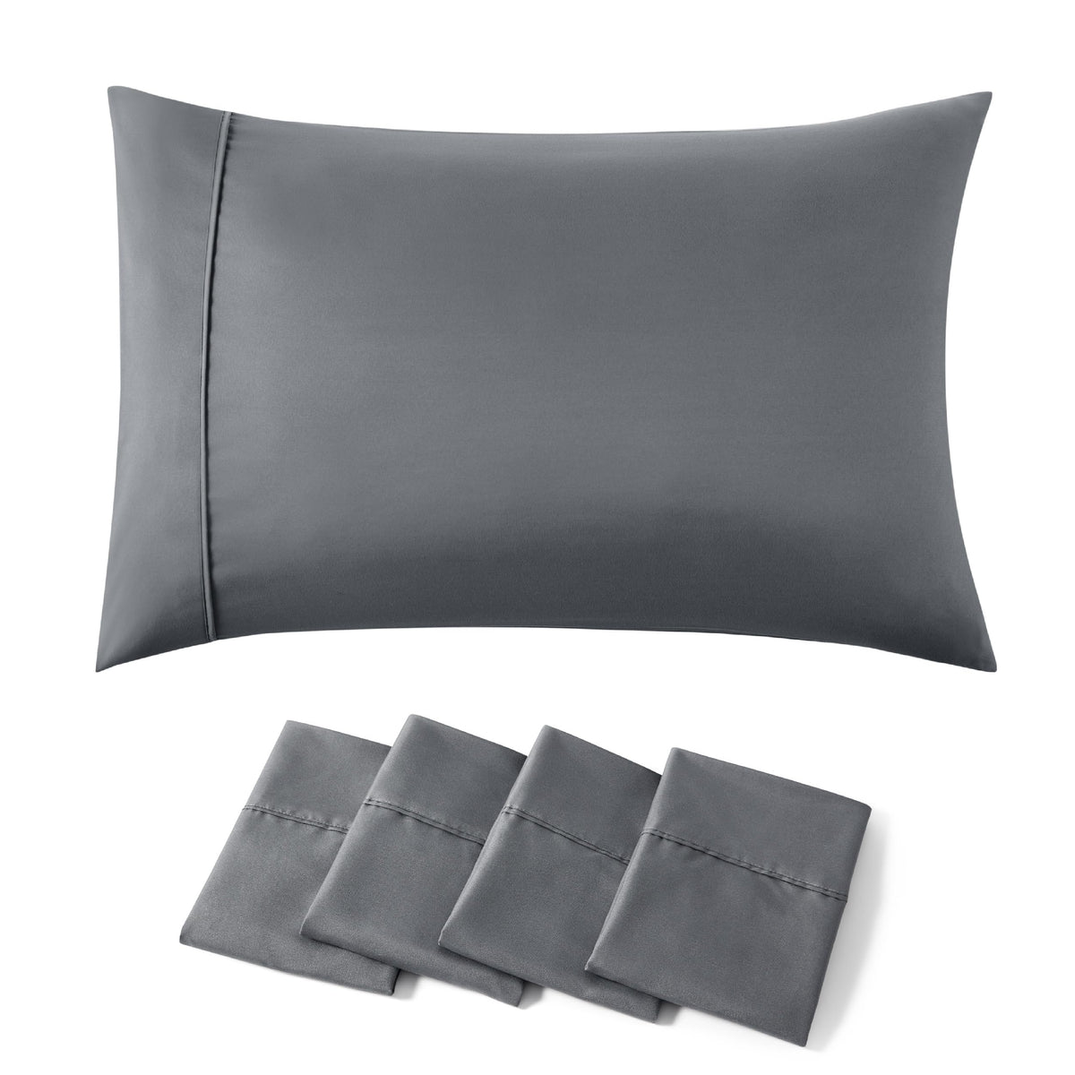 Bedsure Pillow Cases Queen Set of 2 - Dark Grey Double Brushed Microfiber Pillowcases 2 Pack, Super Soft Cooling Pillow Sham Covers with Envelope Closure, Wrinkle, Fade Resistant, 20”x30“