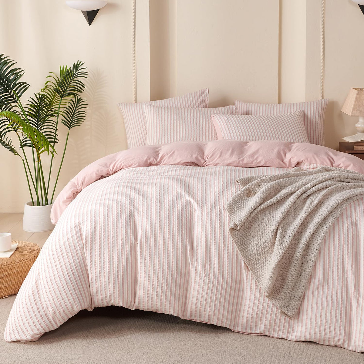 King Size Duvet Cover Set Floral Luxury Soft Brushed Microfiber Crinkle Gauze Fabric 3 Pieces Bedding Set Flower Pattern Duvet Cover King with Zipper Closure Breathable Comfy