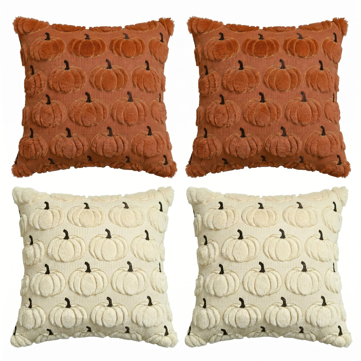AVOIN colorlife Beige Fall Pumpkin Throw Pillow Covers 18x18 Inch