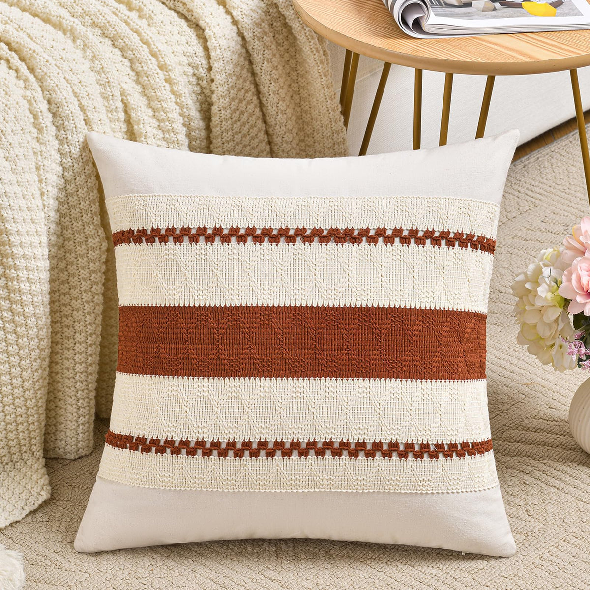 Fancy Homi Set of 1 Navy Blue Lumbar Decorative Throw Pillow Covers 12x20 Inch for Couch Bed Sofa Living Room, Soft Cotton blend Woven Textured Cushion Case