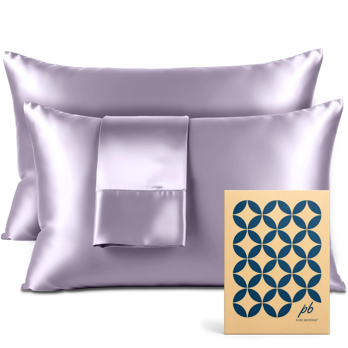 Pure Bedding Satin Pillowcase 2 Pack - Queen Size (20"x30", Black) - Silky Pillow Cases for Hair and Skin - Satin Pillow Covers with Envelope Closure - Extra Soft Premium Microfiber