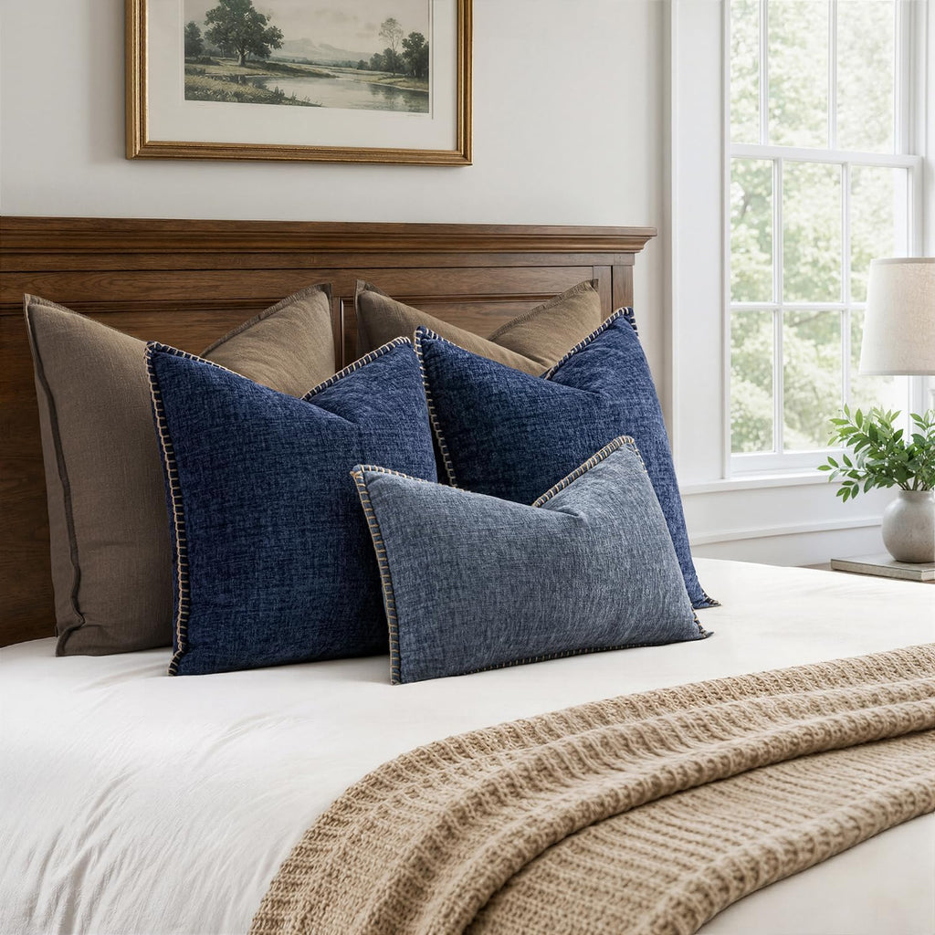 MIULEE Decorative Couch Throw Pillow Covers 18x18 Inch Navy 2 Pack