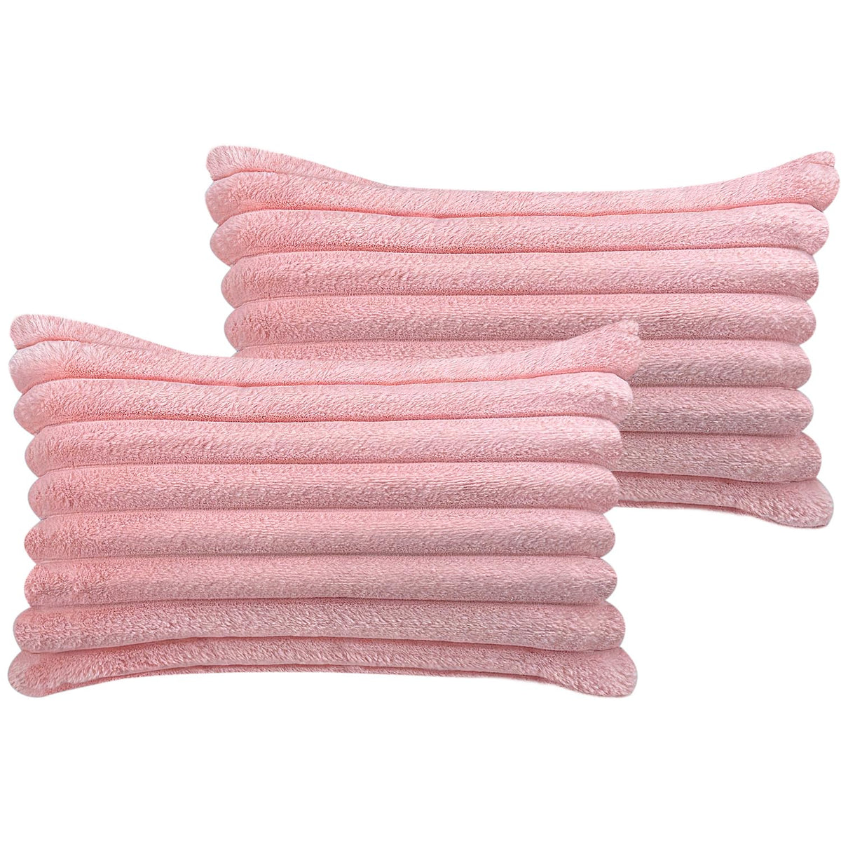 COTEY 18x18 Decorative Faux Fur Throw Pillow Covers Set of 2- Pink