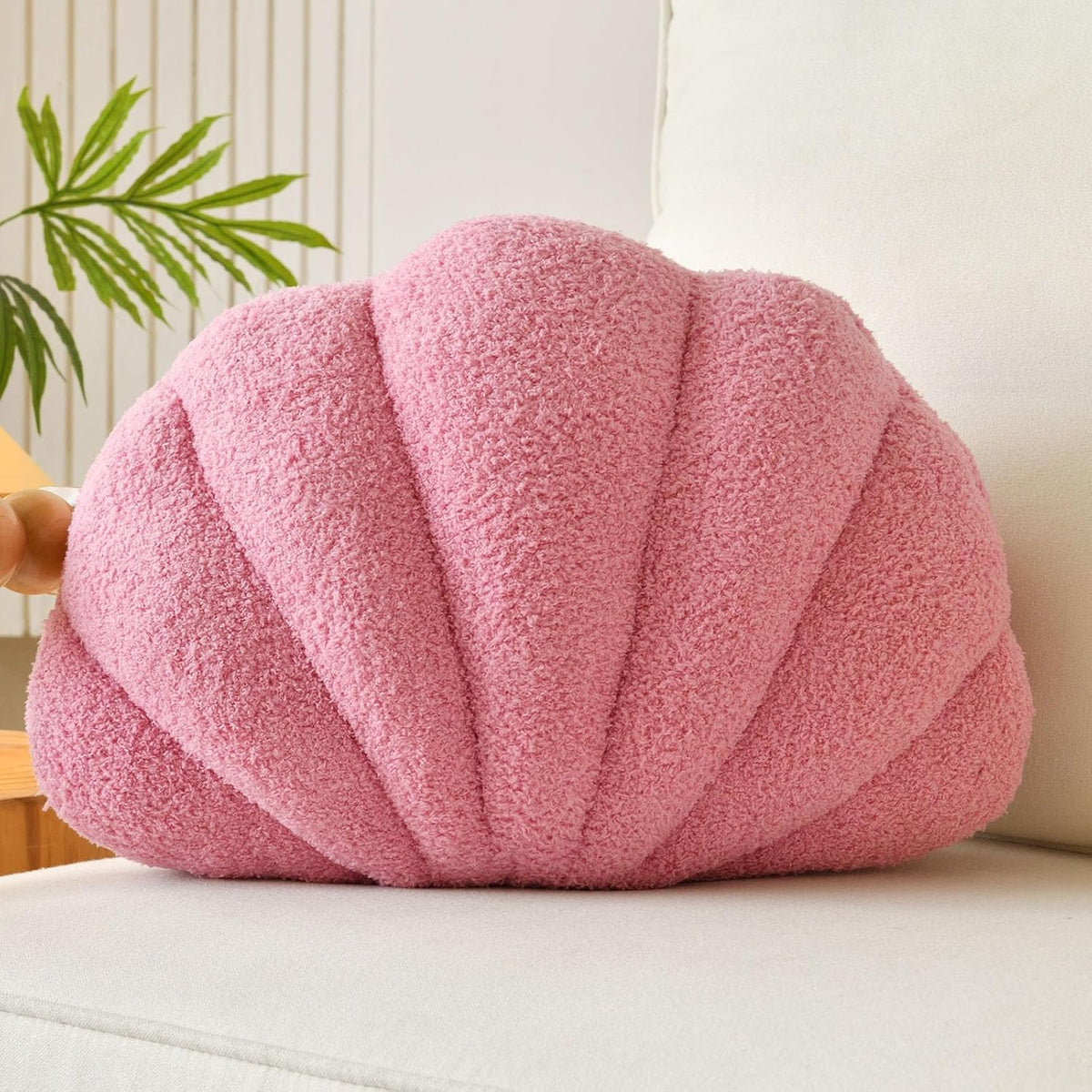 Lfsaaj Dusty Blue Seashell Throw Pillows, Shell Shaped Throw Pillows, 13 Inch Soft Home Decorative Pillow Plush Cushion for Bed Couch Living Sofa Room Decor Accent Throw Pillow