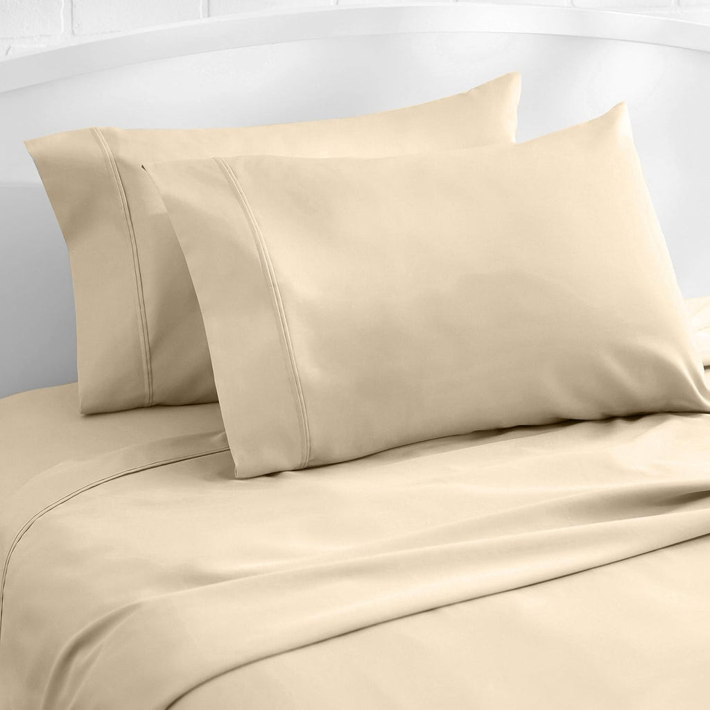Amazon Basics 400 Thread Count Cotton Pillow Cases, Standard Size, 30" x 20", Beige, Set of 2, Pillows Not Included