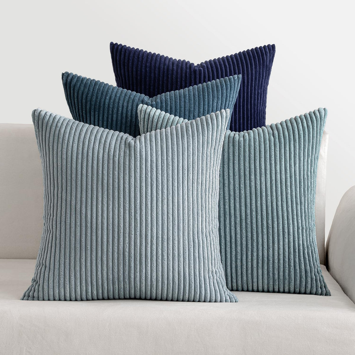 MIULEE Fall Corduroy Decorative Throw Pillow Covers Rust-Olive Green 18x18