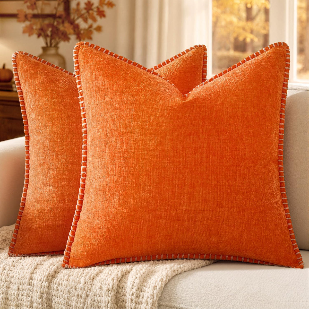 MIULEE Decorative Couch Throw Pillow Covers 18x18 Inch Navy 2 Pack