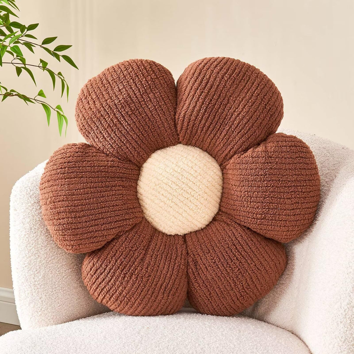 Kcvvcr Flower Throw Pillow, Soft Sage Green 14.9" Shaped Floor Pillow for Home Decor, Cute Aesthetic Plush Decorative Pillows for Bed, Sofa, Couch
