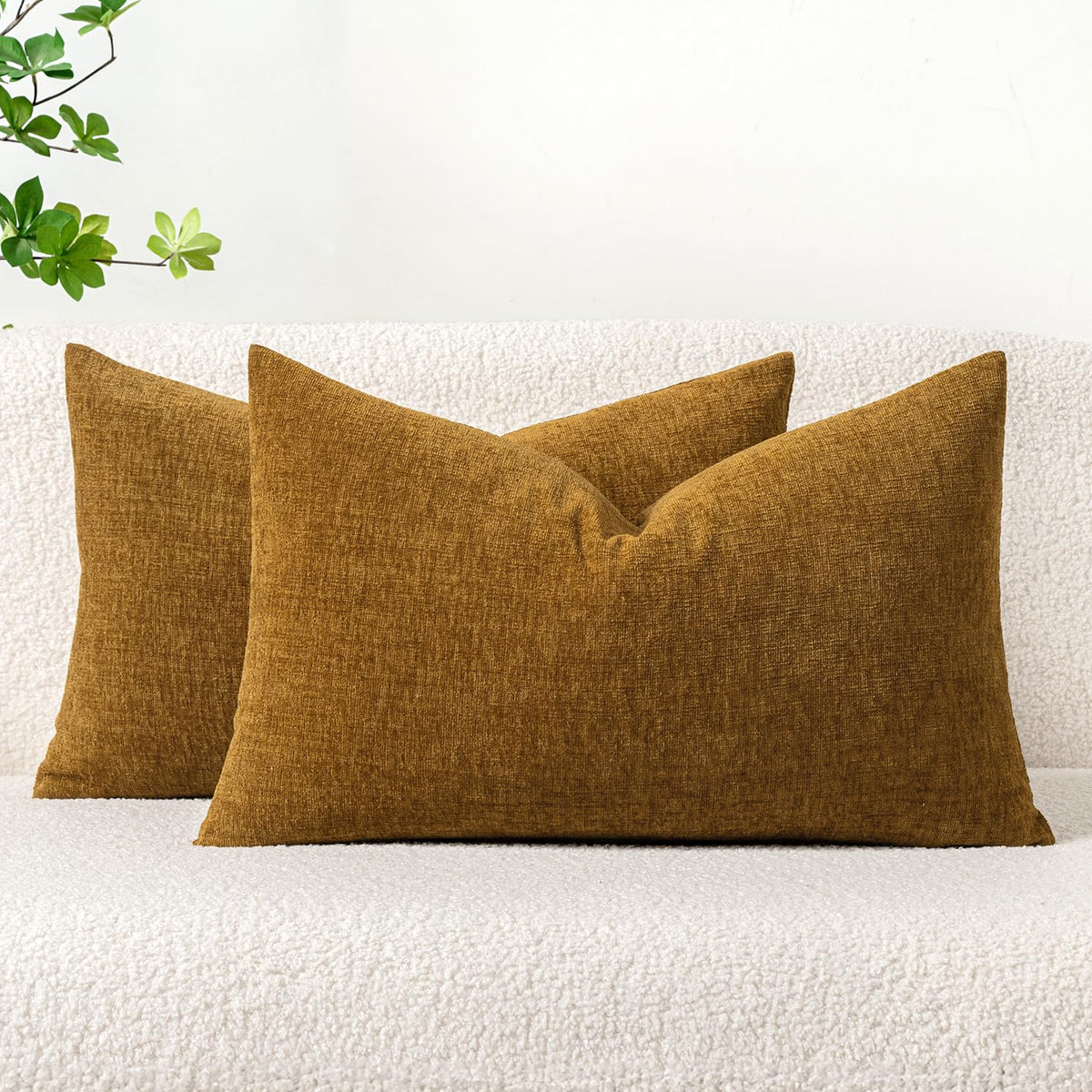 MIULEE Soft Chenille Throw Pillow Covers Sage Green 18x18 Inch Pack of 2