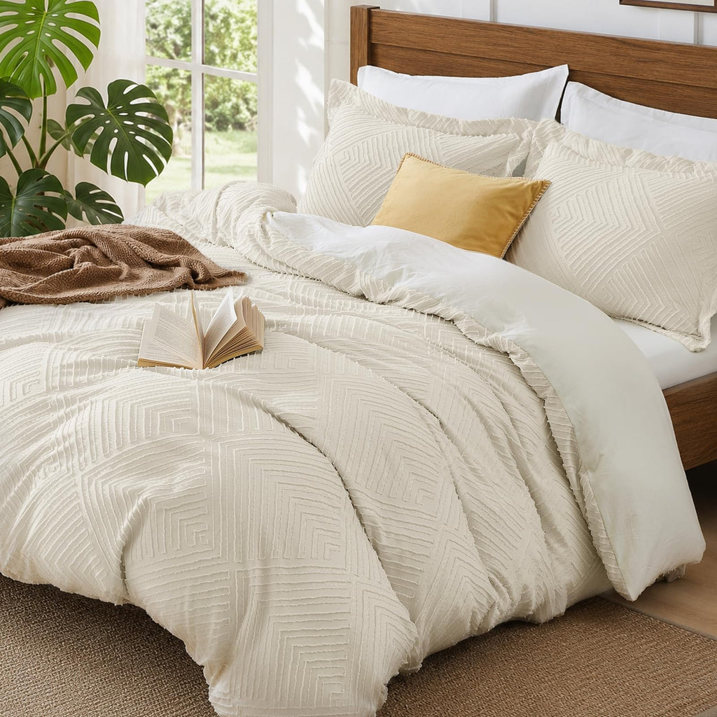 JOLLYVOGUE Duvet Cover Queen, 3-Piece, Ultra Soft Pre-Washed Microfiber