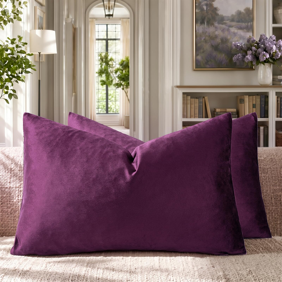 GIGIZAZA Hot Pink Velvet Pillow Covers 18x18 Decorative Pillows Pack of 2