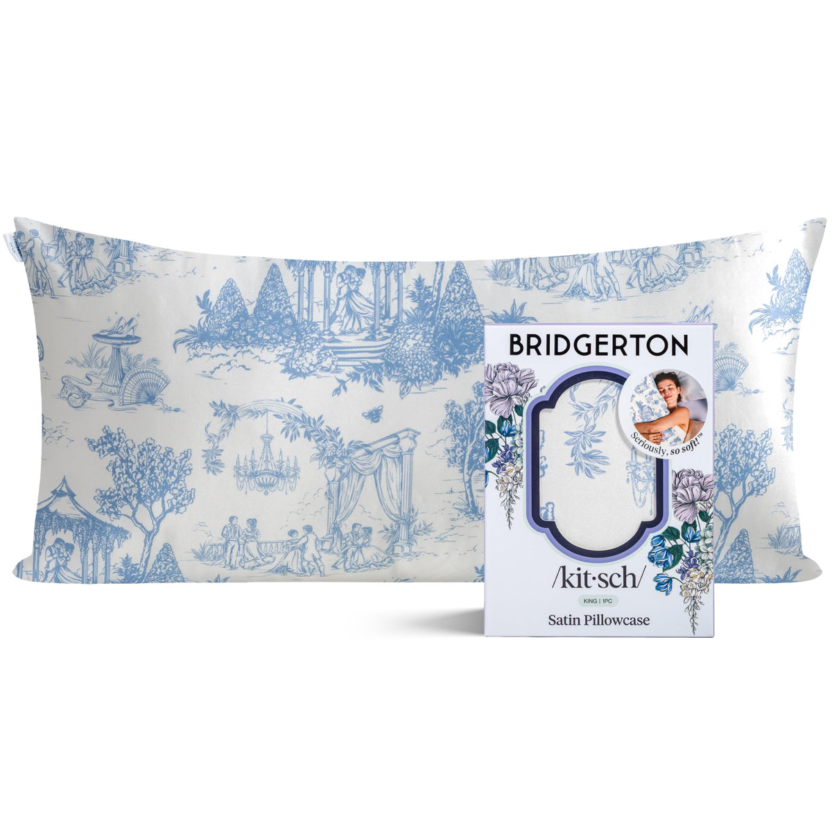 Bridgerton x Kitsch Satin Pillowcase W/Zipper - Size 19x26, Wisteria