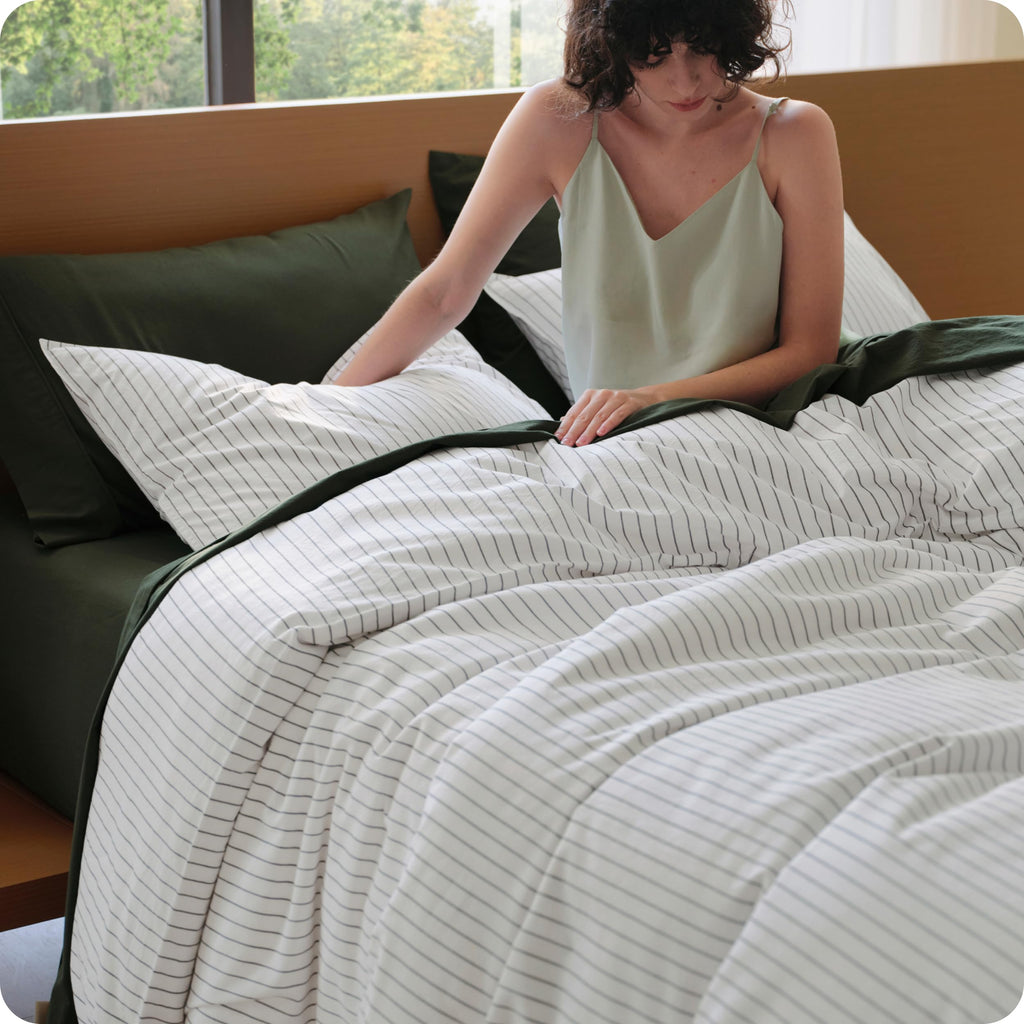 Bedsure PureWoven Gingham Duvet Cover Set Linen‑Like, King Size, 3-PC