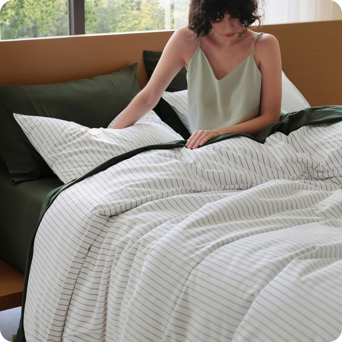 Bedsure PureWoven Gingham Duvet Cover Set Linen‑Like, King Size, 3-PC