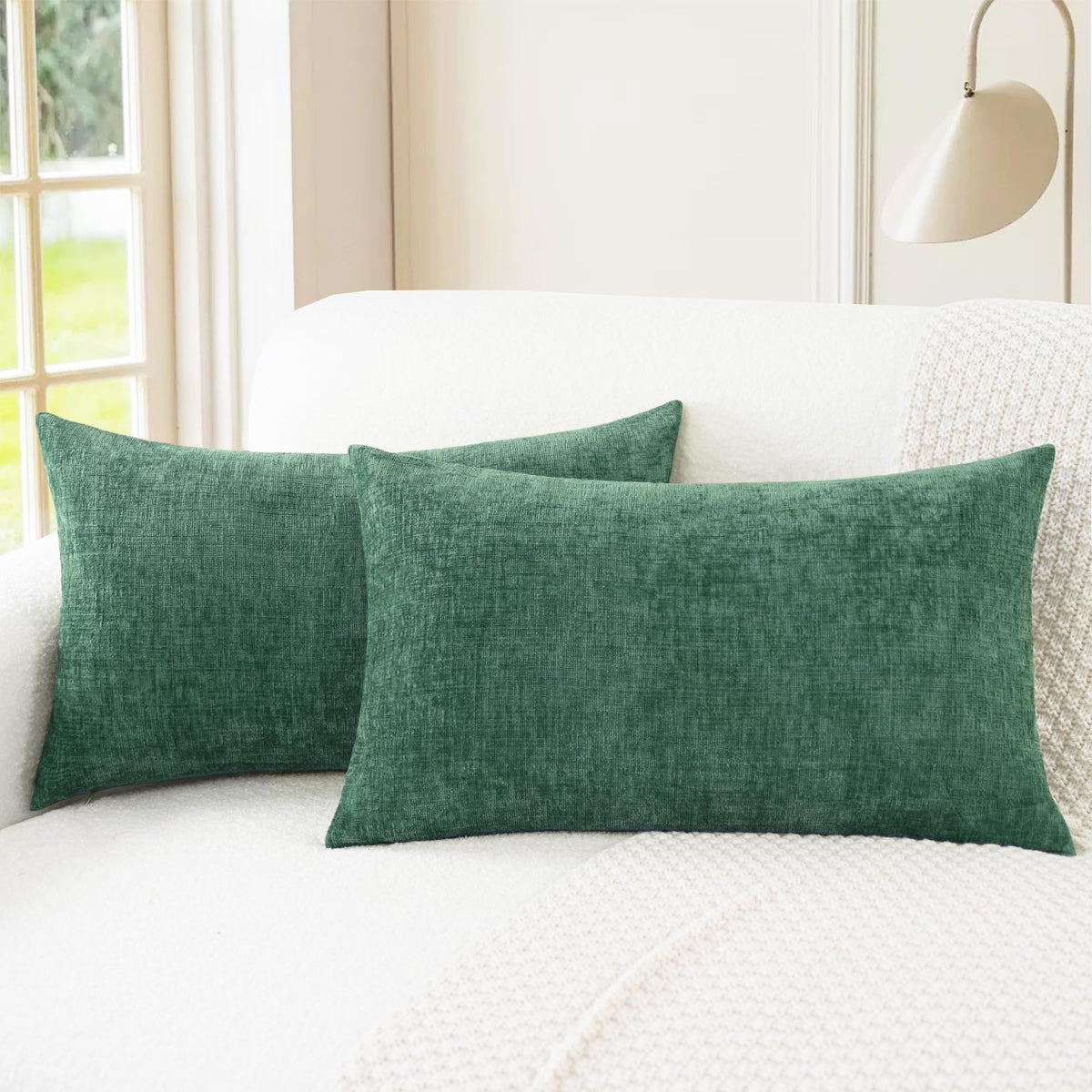CaliTime Decorative Couch Throw Pillow Covers 18 X 18 Inches Navy Blue