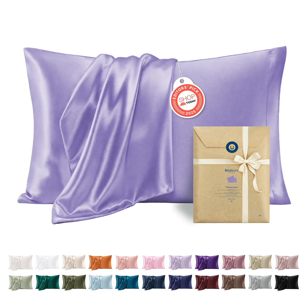 Bedsure Satin Pillowcases Queen Set of 2, Silky Pillow Cases, Dark Grey