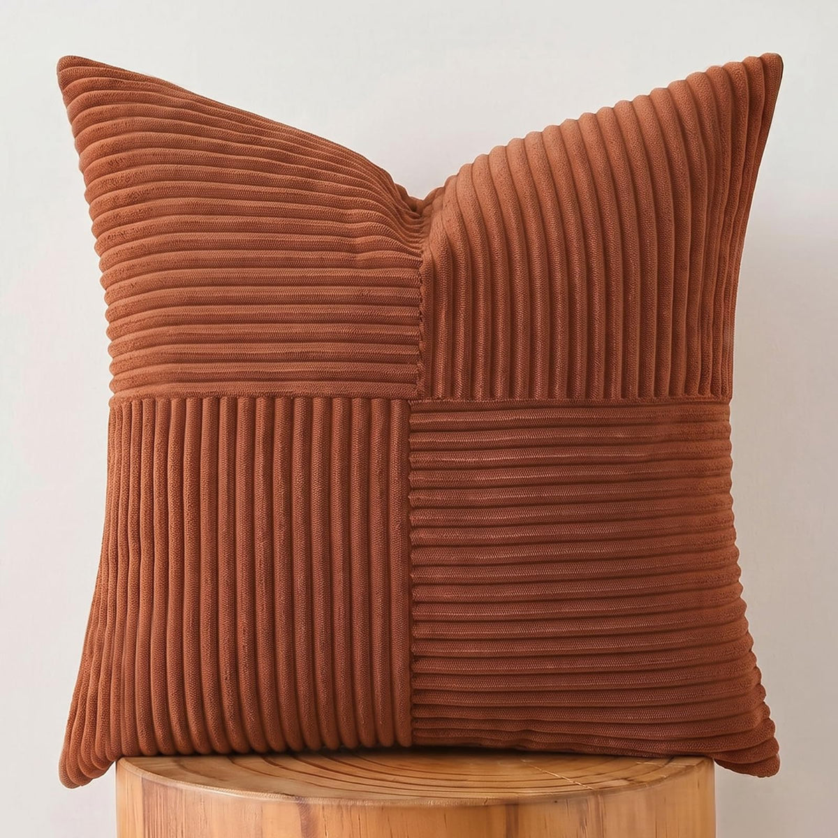 Fancy Homi Blush Pink Lumbar Decorative Throw Pillow Covers 12x20 Inch for Living Room Couch Bed, Rustic Farmhouse Boho Home Decor, Soft Striped Corduroy Rectangle Accent Cushion Case 30x50 cm