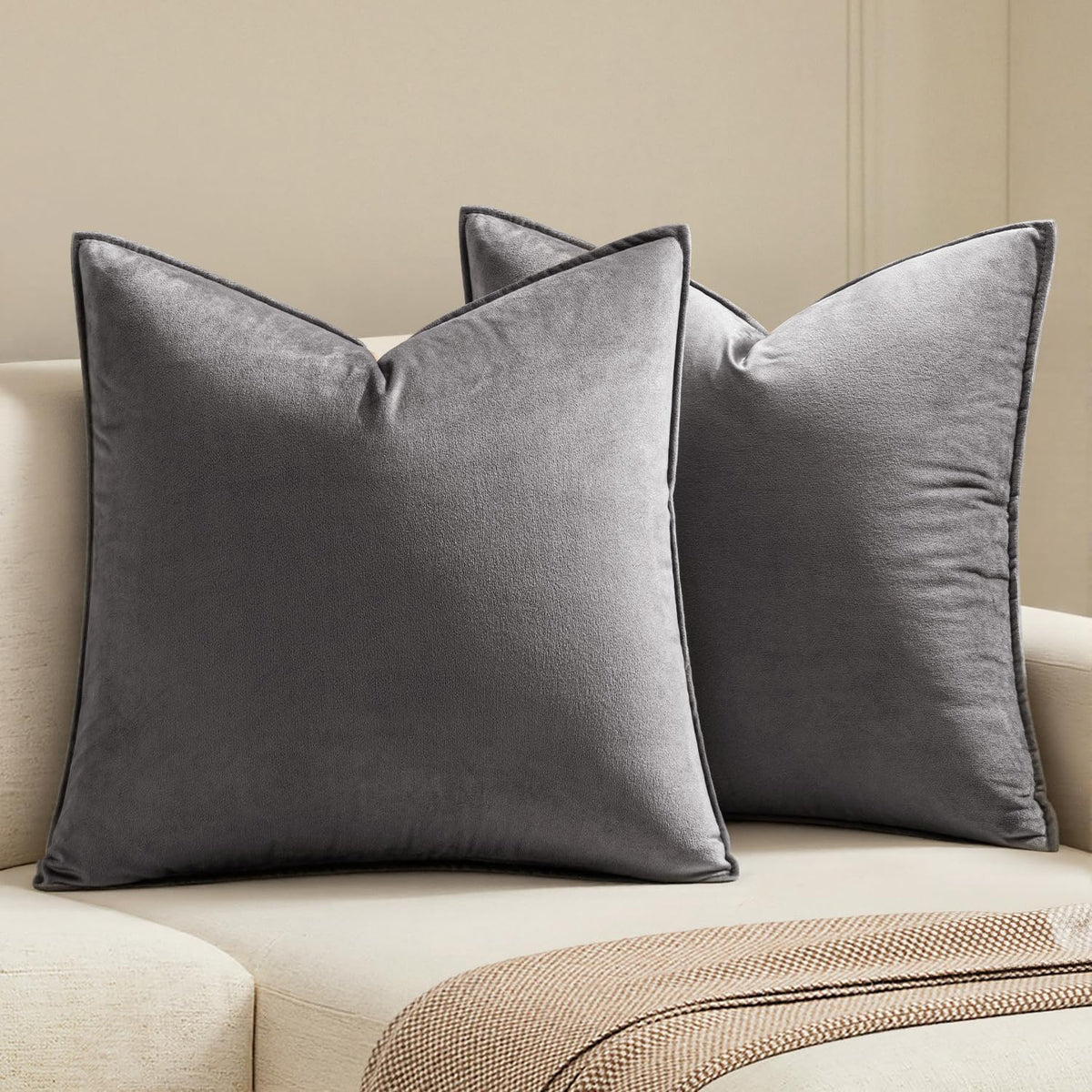MIULEE Decorative Dark Brown Velvet Throw Pillow Covers for Couch 18x18 in