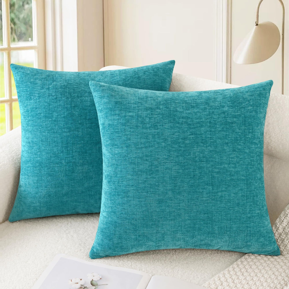 CaliTime Decorative Couch Throw Pillow Covers 18 X 18 Inches Navy Blue