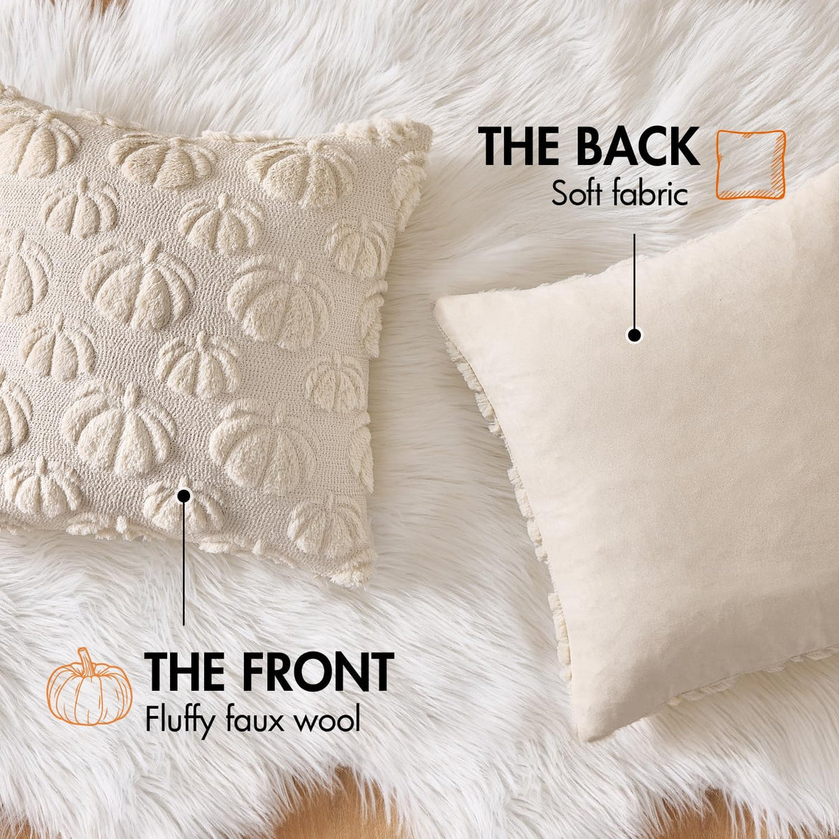 MIULEE Fall Decor Pillow Covers 18x18 Set of 2 Pumpkin Beige