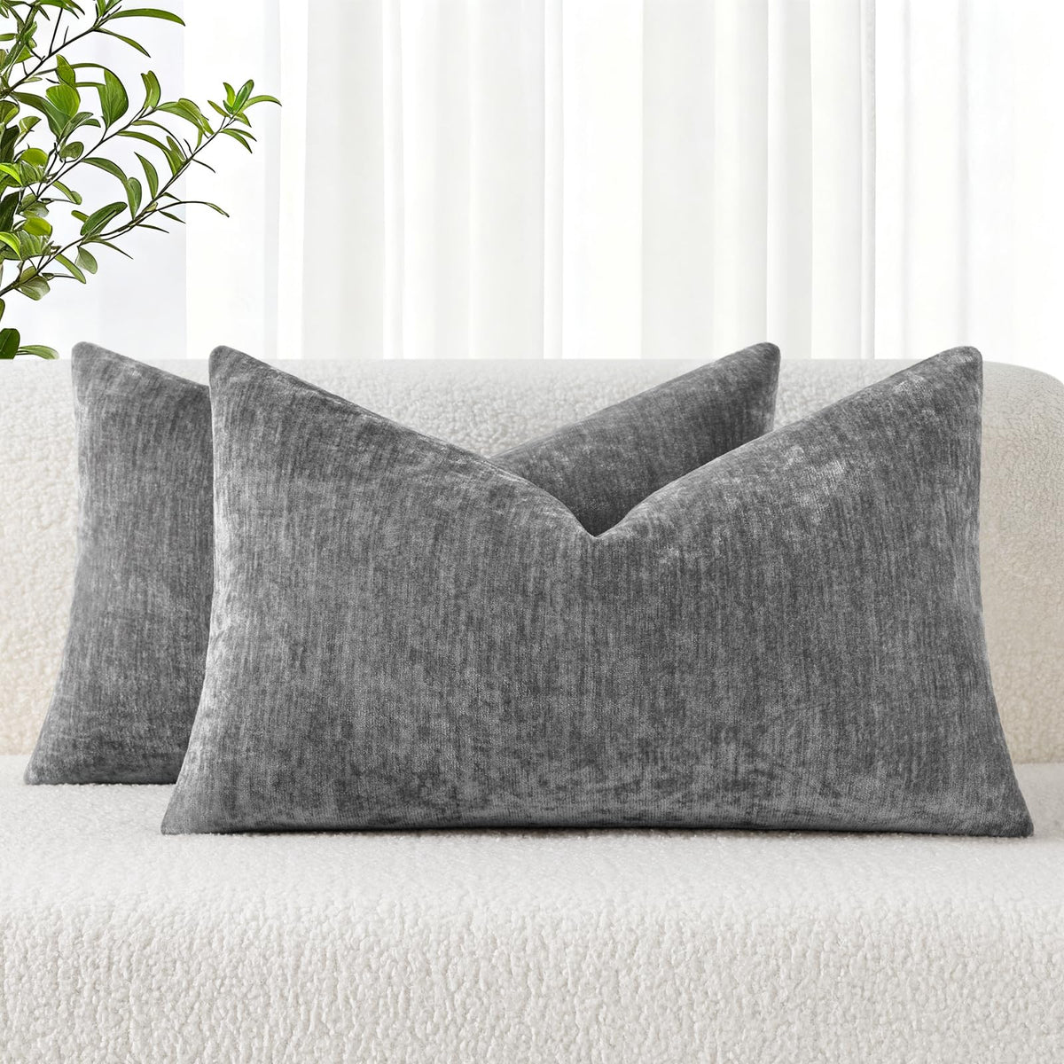 decorUhome Soft Chenille Blush Pink Throw Pillow Covers 18X18 Set of 2