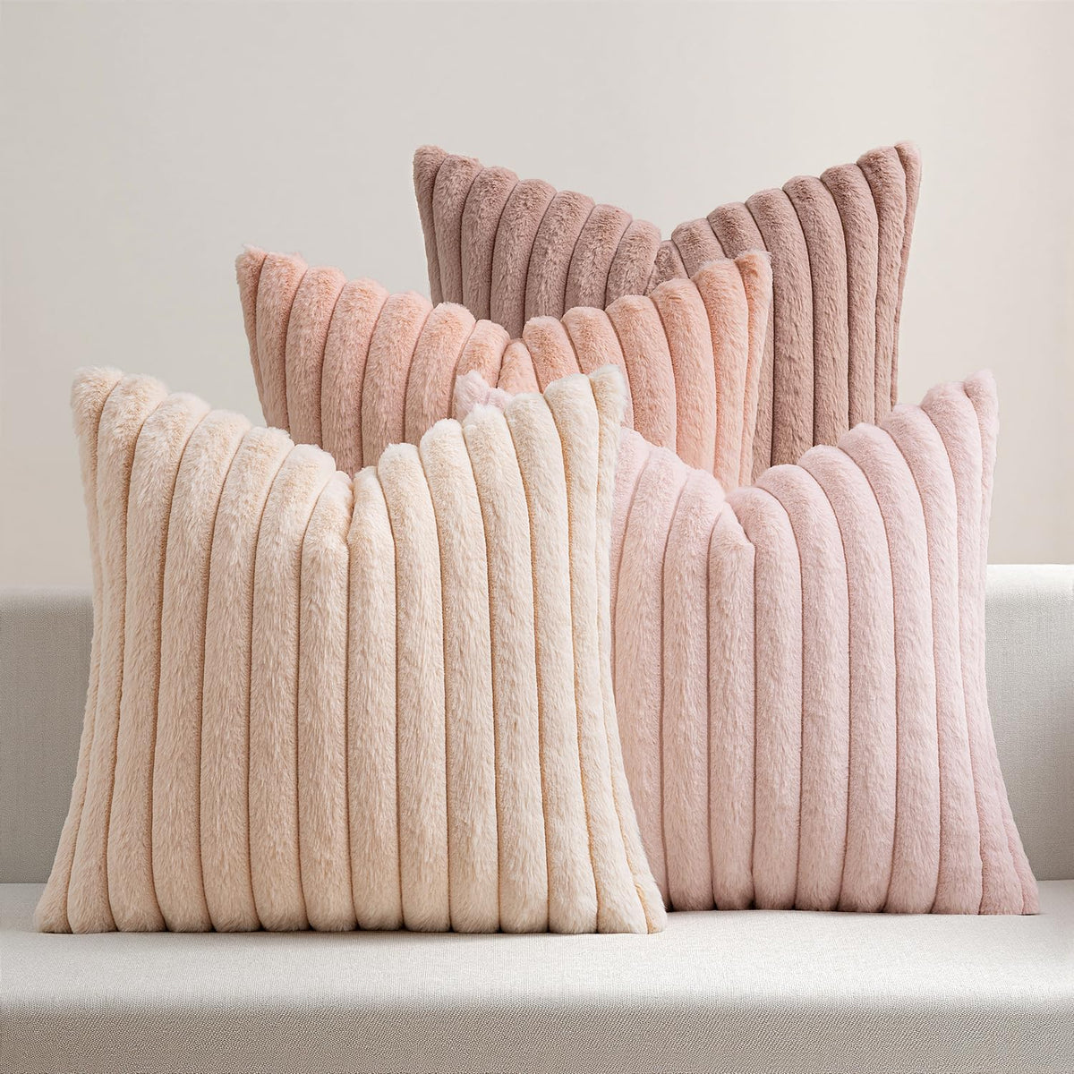 MIULEE Faux Fur Plush Decorative Throw Pillow Covers 18x18, Brown