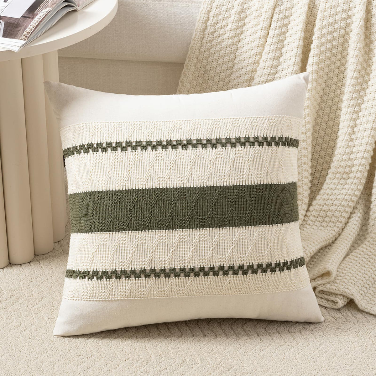 Fancy Homi Set of 1 Navy Blue Lumbar Decorative Throw Pillow Covers 12x20 Inch for Couch Bed Sofa Living Room, Soft Cotton blend Woven Textured Cushion Case