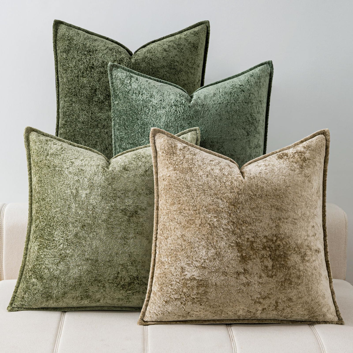 a moment Throw Pillow Covers 18X18 Inch 4 Packs,Soft Velvet Decorative Pillow Cases with 3D Ice Flower,Texture Modern Accent Cushion Covers for Sofa Couch Home Decor Modern Neutral