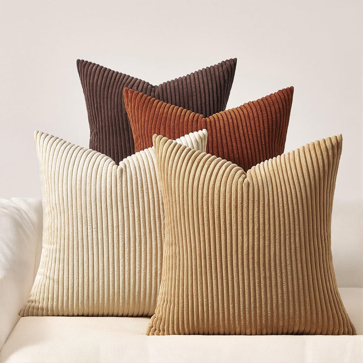 Topfinel Decorative Throw Pillow Covers Cushion Cases, Set of 4 Soft Velvet Modern Double-Sided Designs, Mix and Match for Boho Farmhouse Fall Home Decor (18x18 inch, Orange/Teal)