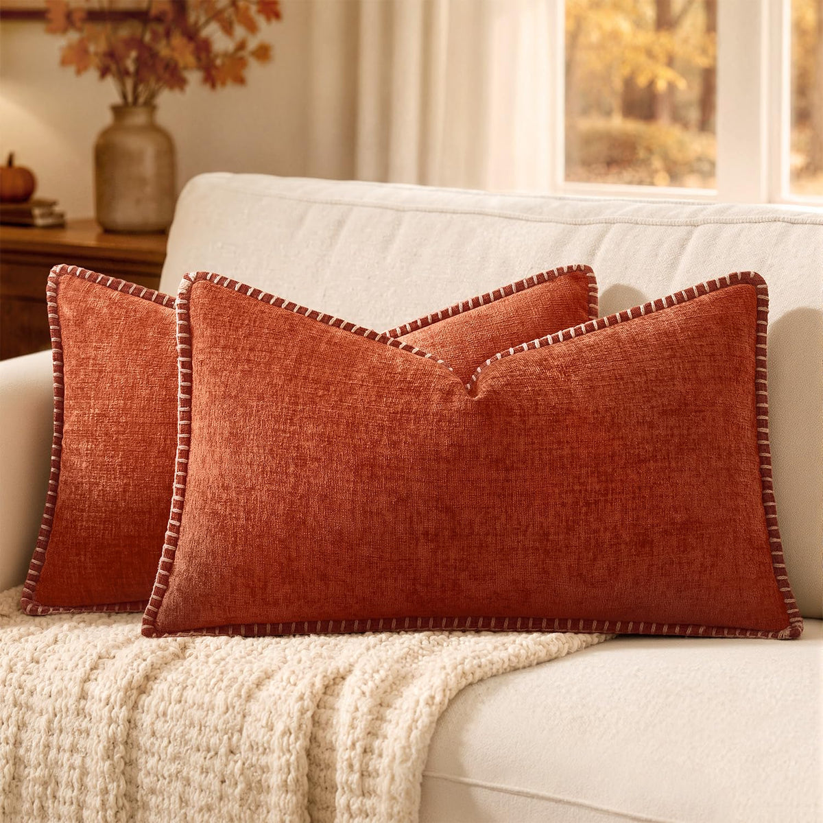 MIULEE Decorative Couch Throw Pillow Covers 18x18 Inch Navy 2 Pack