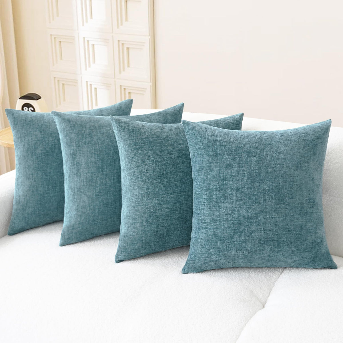 CaliTime Decorative Couch Throw Pillow Covers 18 X 18 Inches Navy Blue