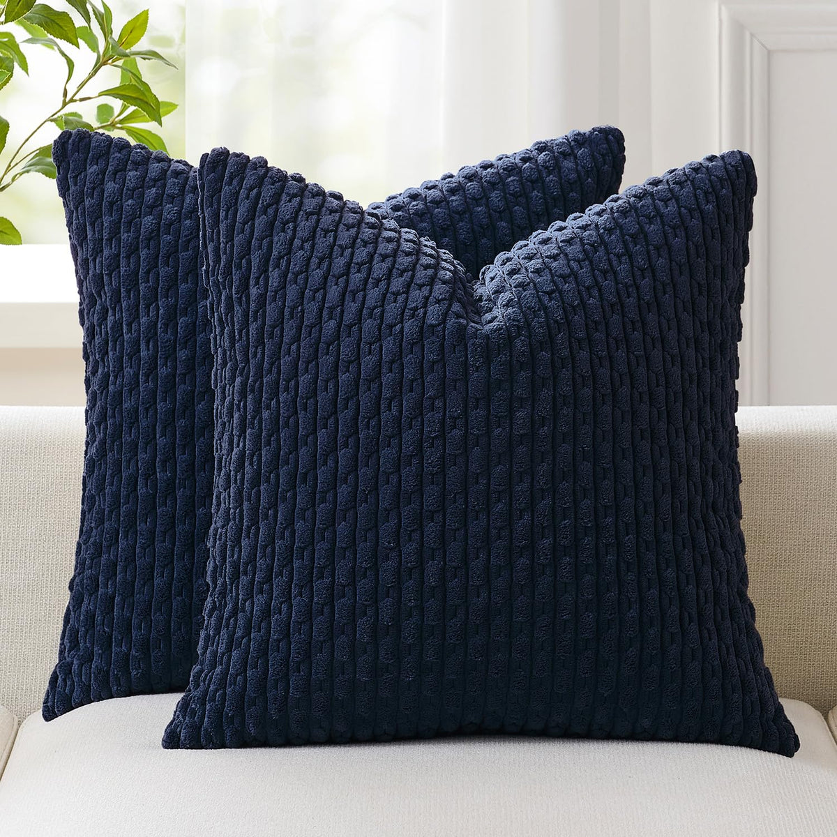Kevin Textile Soft Corduroy 18x18 Inch Pillow Covers 2 Pack, Burnt Brick