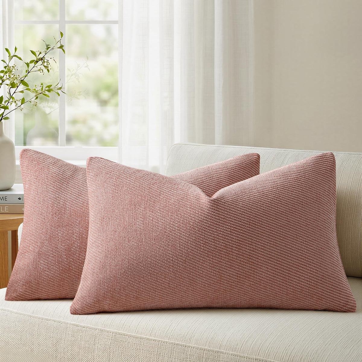 a moment Fall Decorative Throw Pillow Covers Pack of 2,12x20 Inch Rust