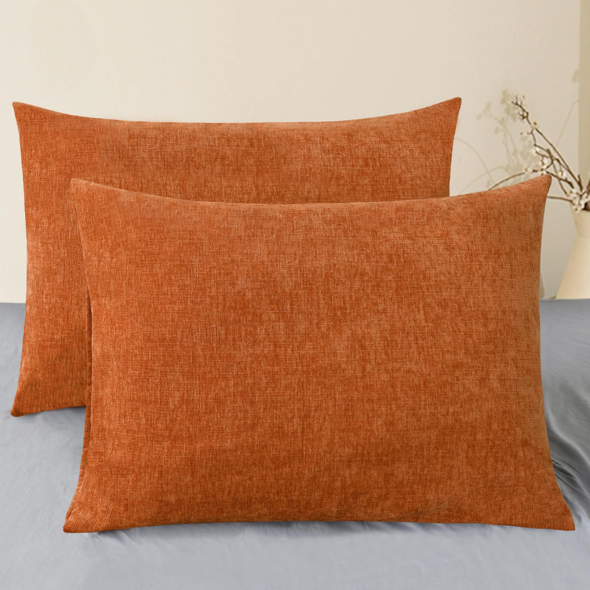 CaliTime Decorative Couch Throw Pillow Covers 18 X 18 Inches Navy Blue