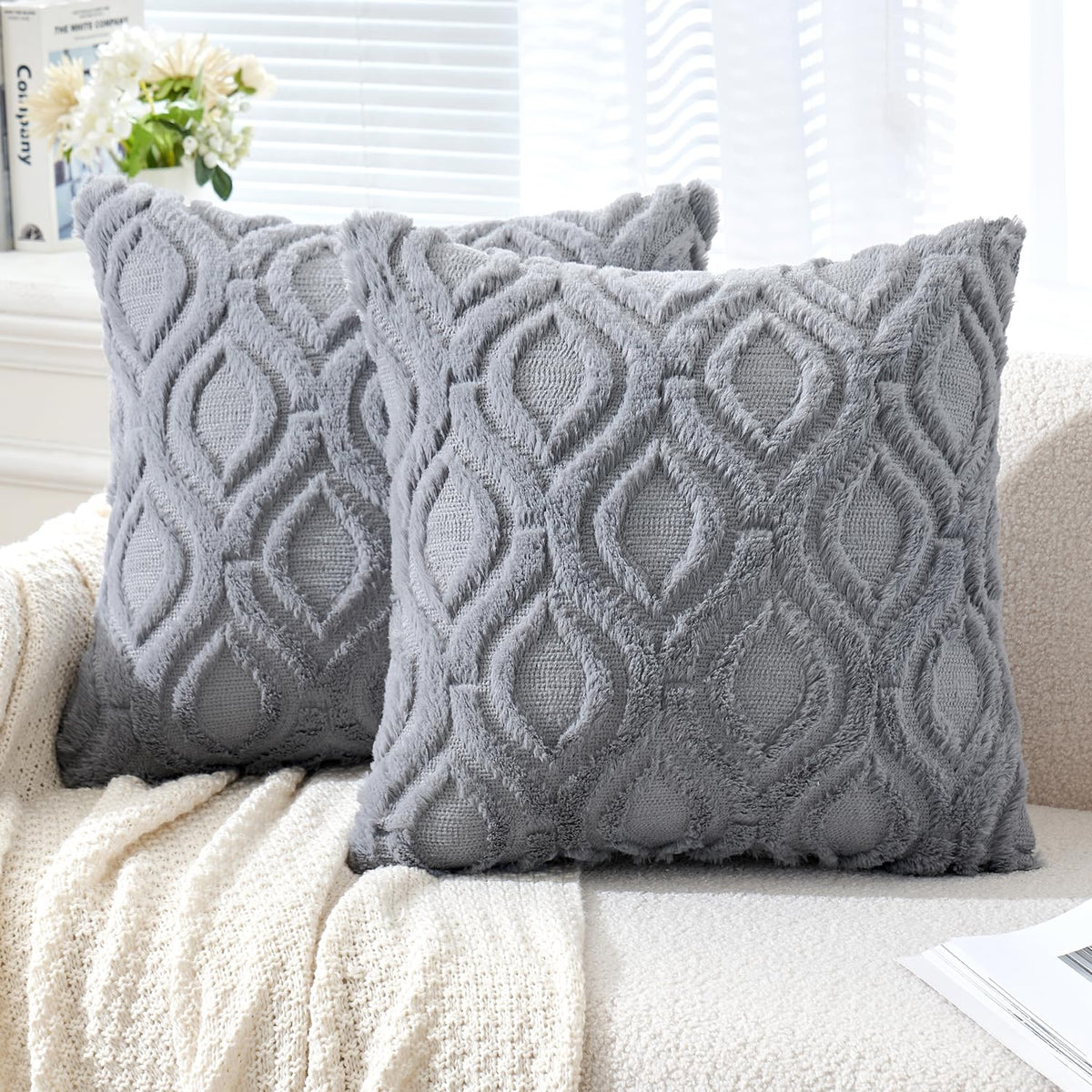 MIULEE Fall Mustard Yellow Soft Plush Faux Wool Throw Pillow Covers 18x18