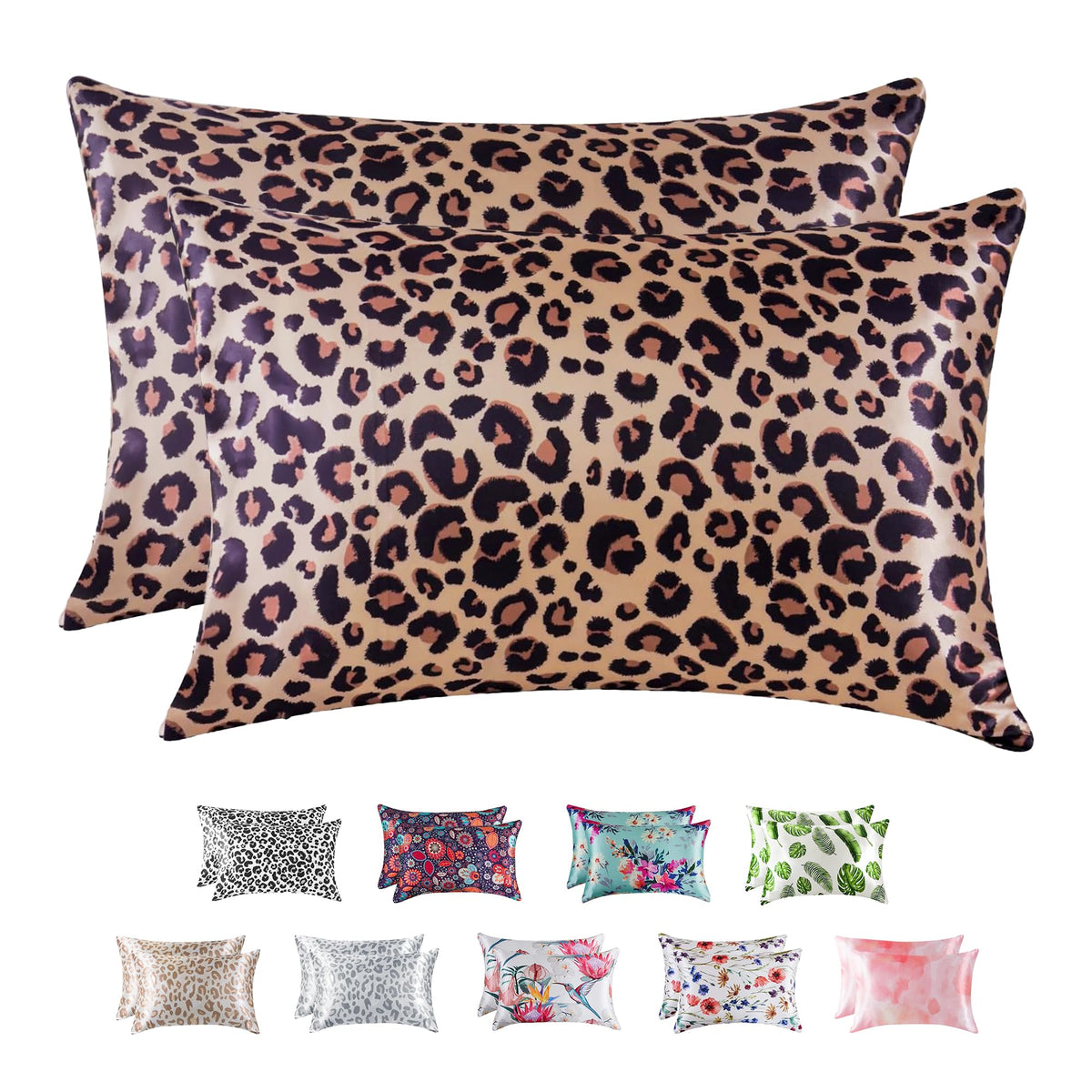 MR&HM Satin Pillowcase 2 Pack, Queen Size 20"x30", Black