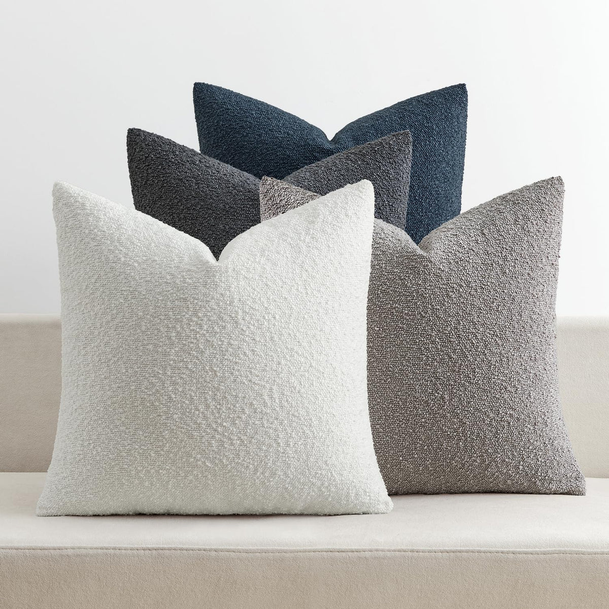 MIULEE Fall Decorative Boucle Throw Pillow Covers 18x18 Brown Set of 4