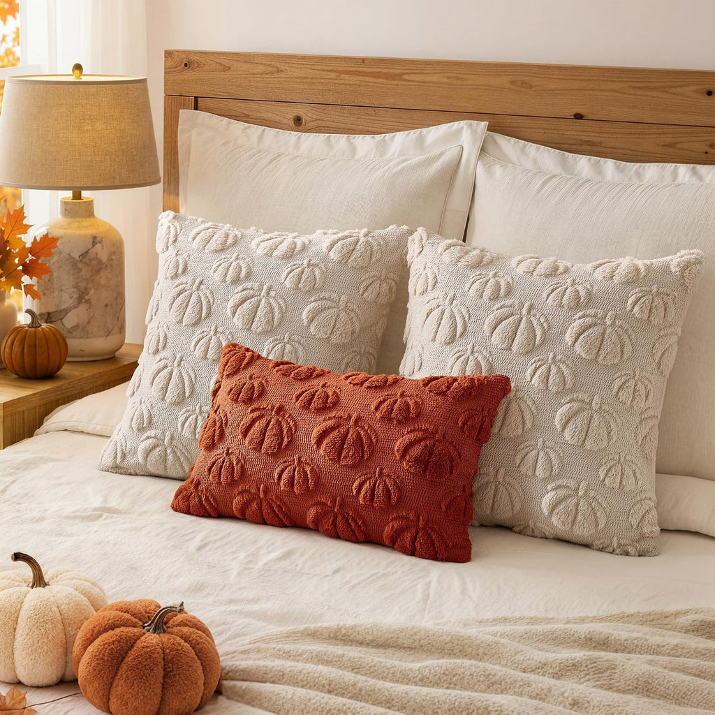 MIULEE Fall Decor Pillow Covers 18x18 Set of 2 Pumpkin Beige