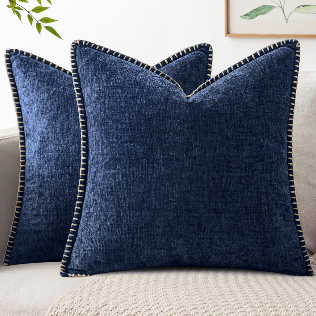 MIULEE Decorative Couch Throw Pillow Covers 18x18 Inch Navy 2 Pack