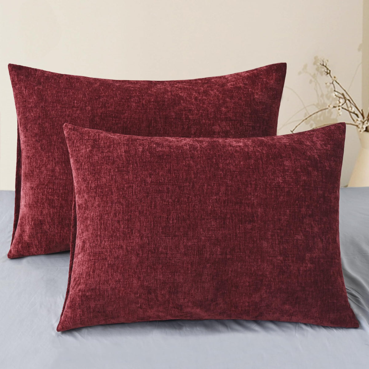 CaliTime Decorative Couch Throw Pillow Covers 18 X 18 Inches Navy Blue