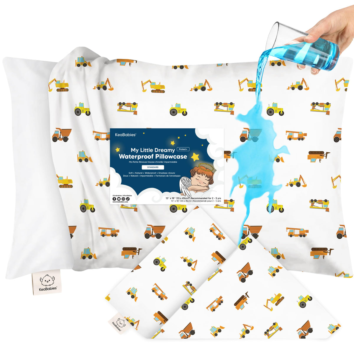 KeaBabies Toddler Pillowcase 13x18 Organic Cotton Cover, Soft White