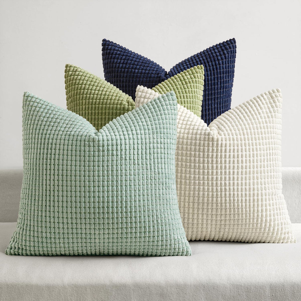 MIULEE Decorative Throw Pillow Covers 18x18 Inch Set of 4 Coastal Blue