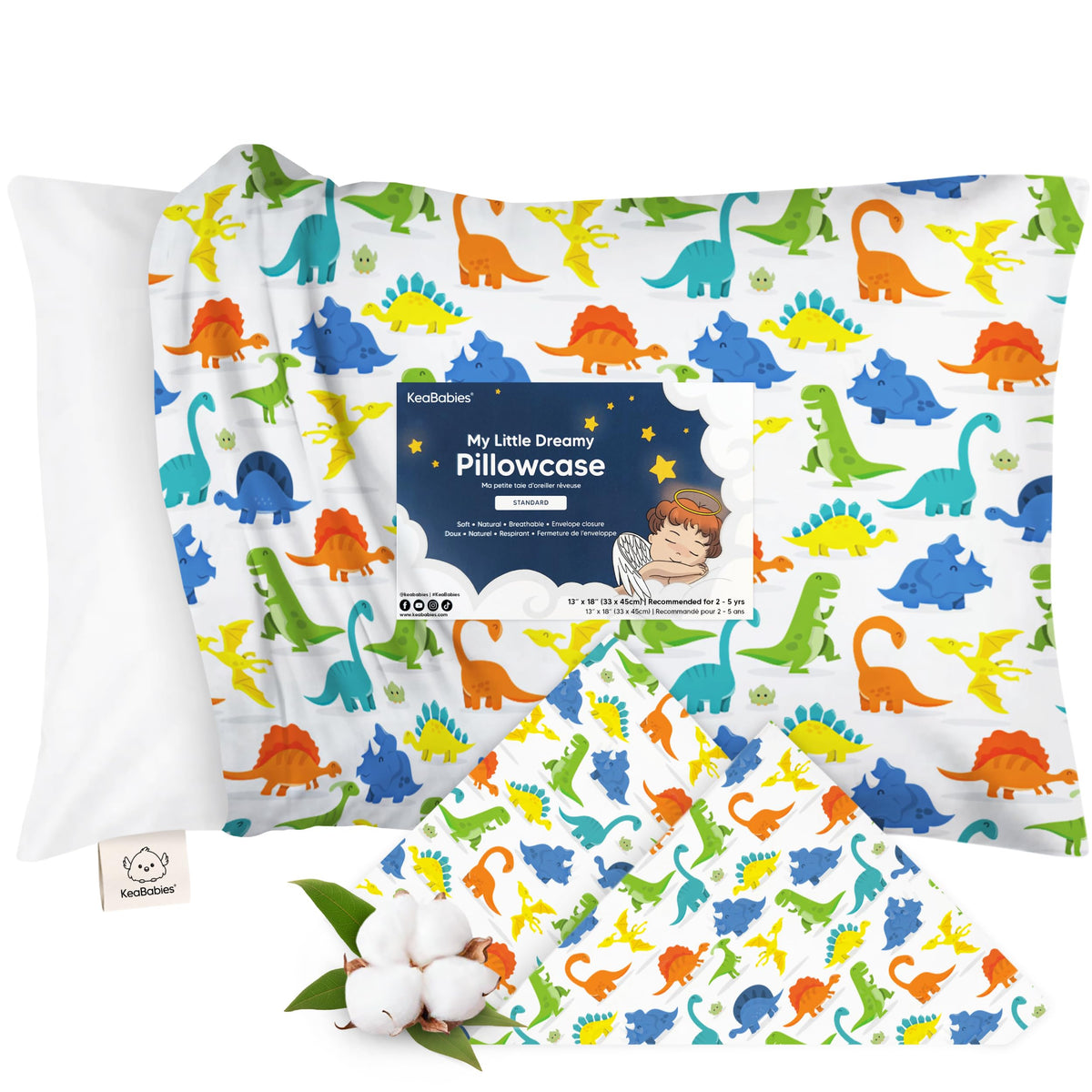 KeaBabies Toddler Pillowcase 13x18 Organic Cotton Cover, Soft White