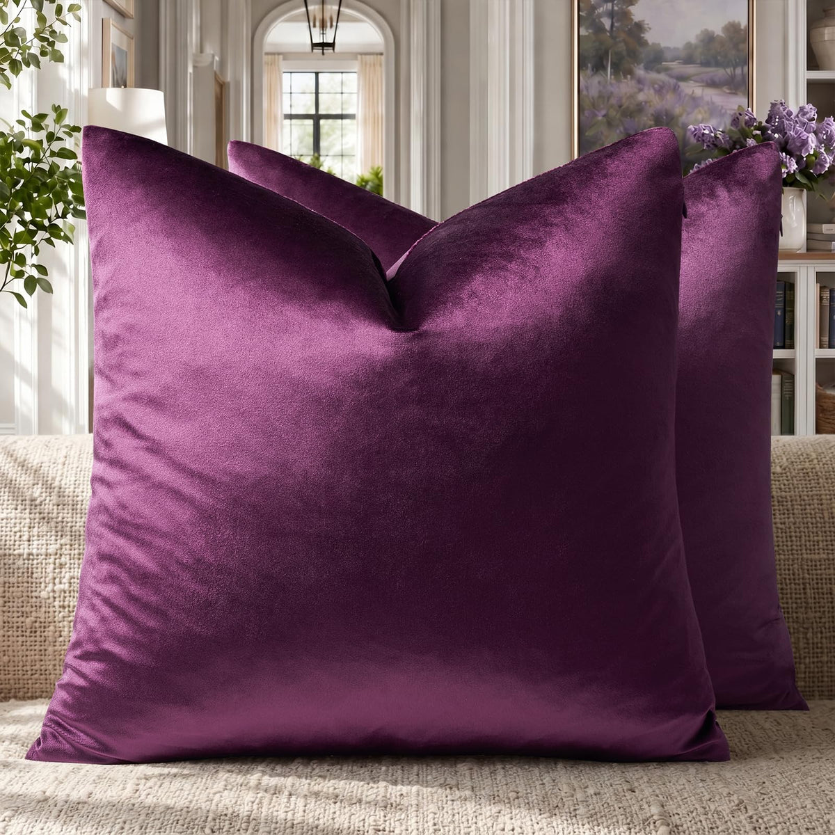 GIGIZAZA Hot Pink Velvet Pillow Covers 18x18 Decorative Pillows Pack of 2