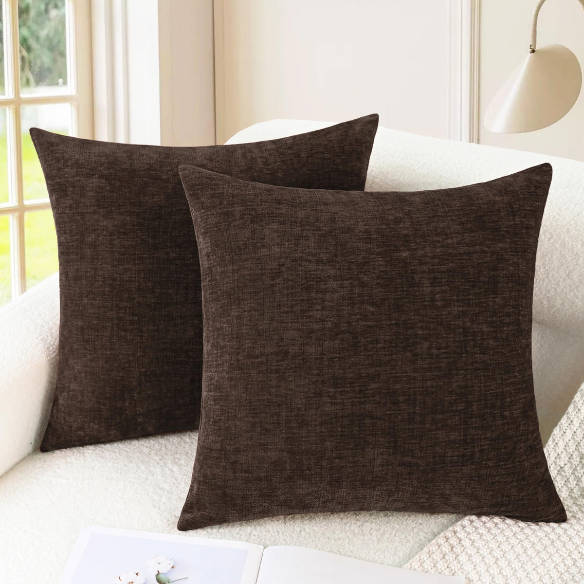 CaliTime Decorative Couch Throw Pillow Covers 18 X 18 Inches Navy Blue