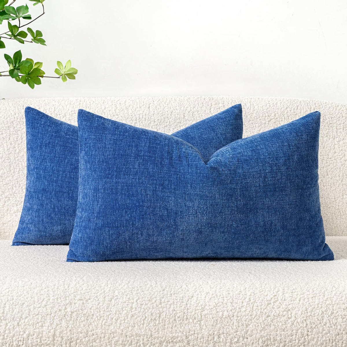 MIULEE Soft Chenille Throw Pillow Covers Sage Green 18x18 Inch Pack of 2