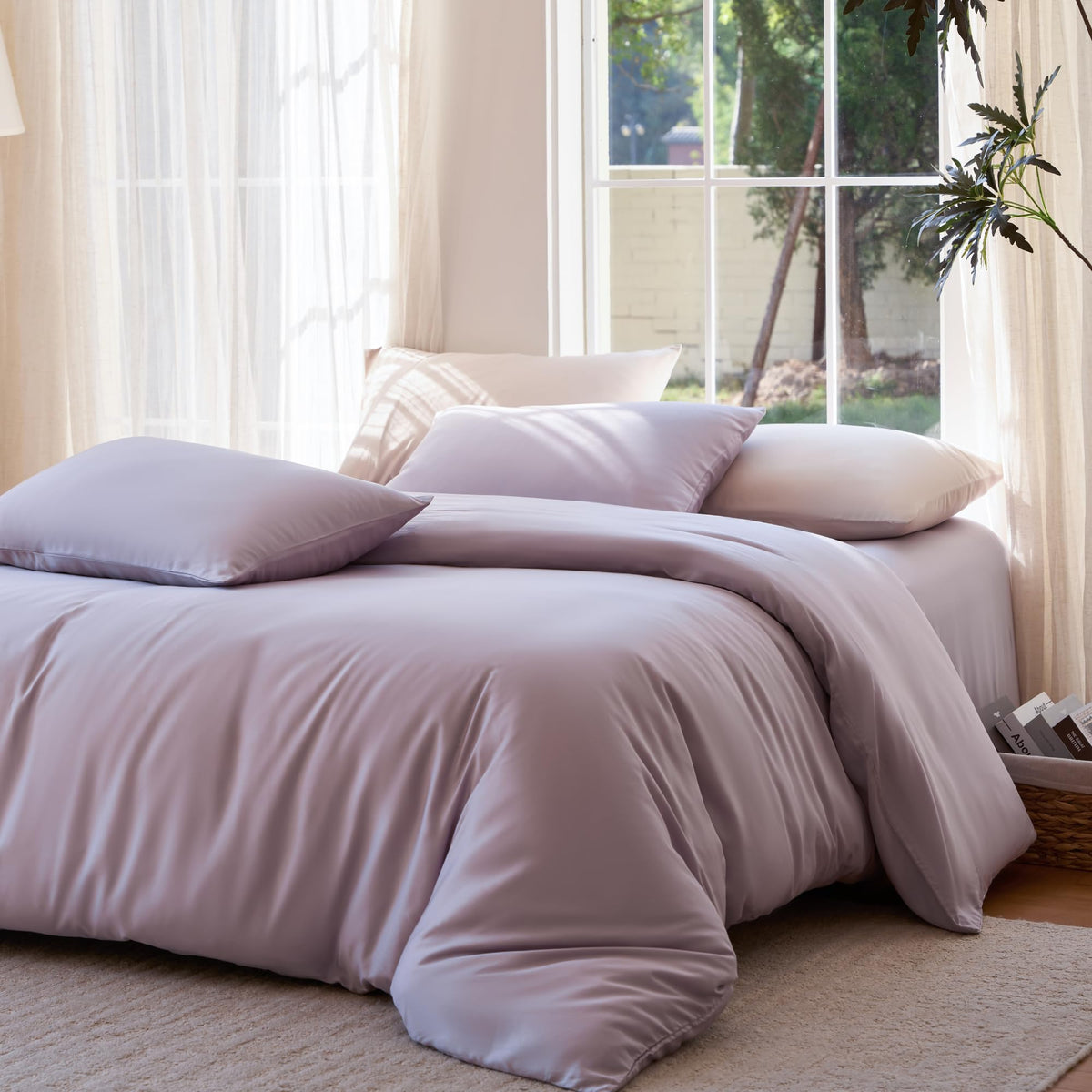 DOZ Duvet Cover Set, 100% Viscose derived from Bamboo, Organically Grown, Buttery Soft, Cooling Duvet Covers, High GSM, 1 Duvet Cover and 2 Pillowcases, 90"x90" (Sage, Full/Queen)