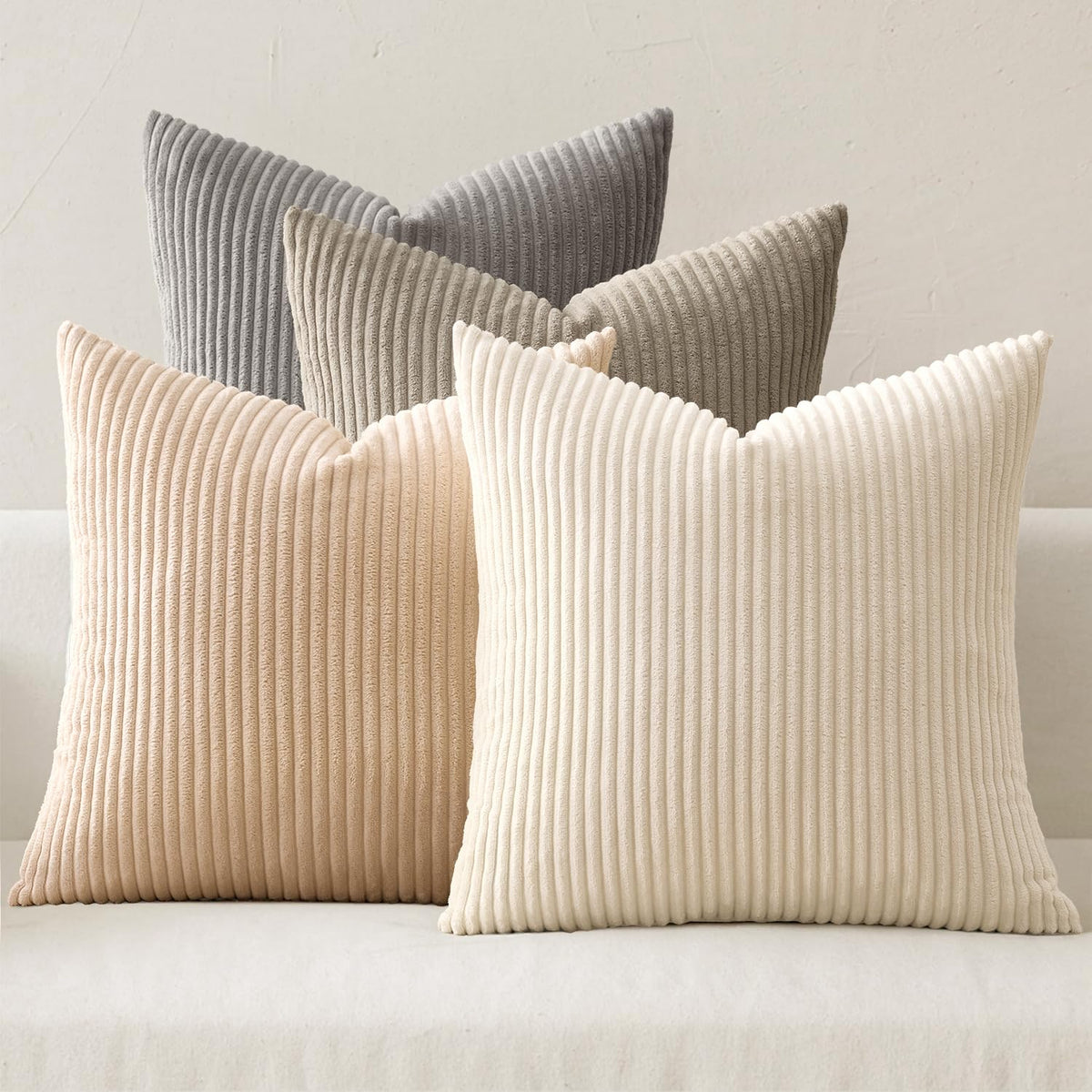MIULEE Fall Corduroy Decorative Throw Pillow Covers Rust-Olive Green 18x18