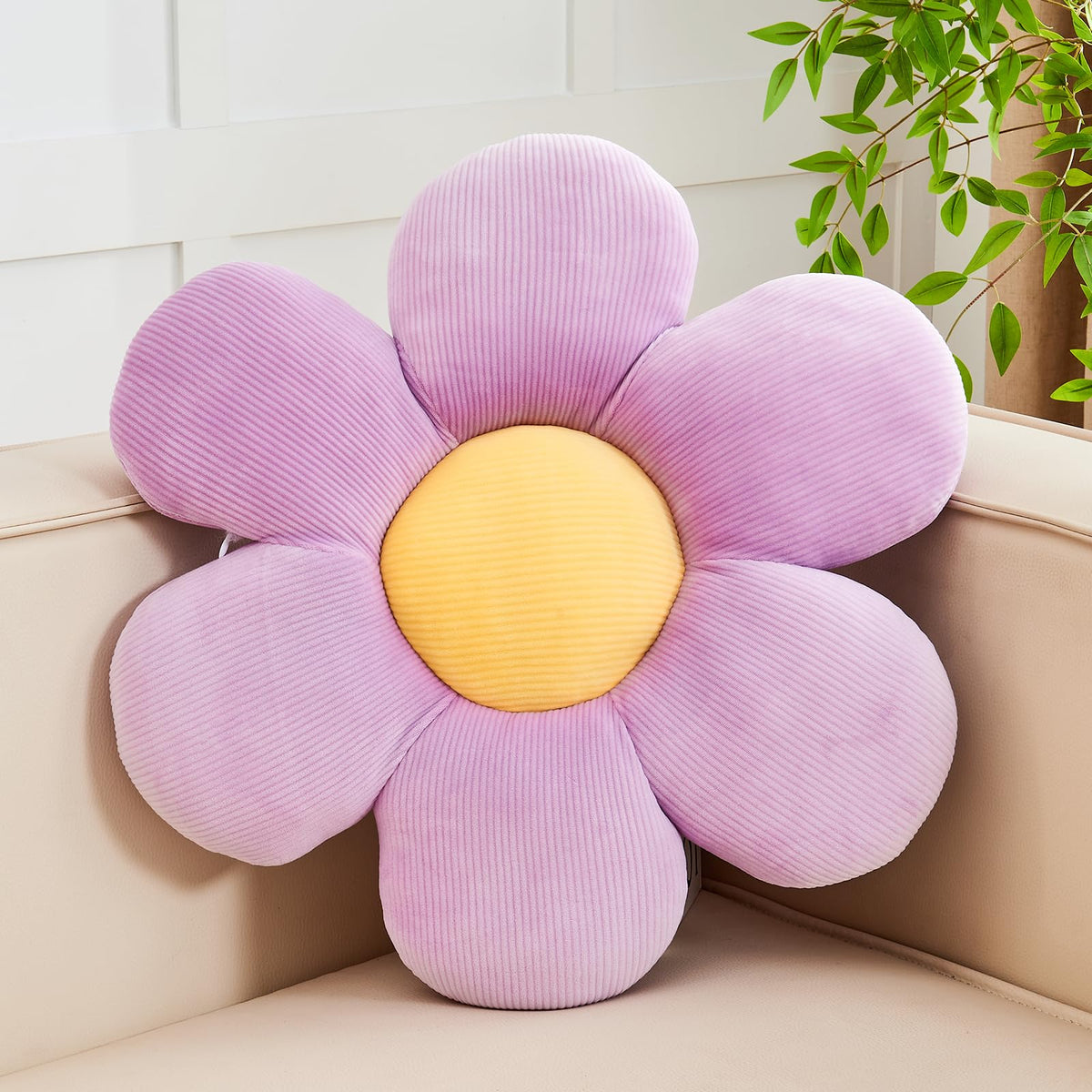 Kcvvcr Flower Throw Pillow, Soft Sage Green 14.9" Shaped Floor Pillow for Home Decor, Cute Aesthetic Plush Decorative Pillows for Bed, Sofa, Couch